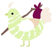 A apple and cream chicken with a bar pattern