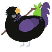 A black and overcast chicken with a neck-band pattern