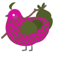 A fuchsia and olive chicken with a lace pattern