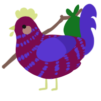 Berry Twist, a wine and indigo chicken with a bar pattern
