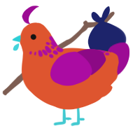 Tomato Juice, a vermilion and plum chicken with a neck-speckle pattern