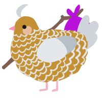 A gold and mist chicken with a lace pattern