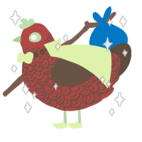 A red and bark chicken with a double-lace pattern