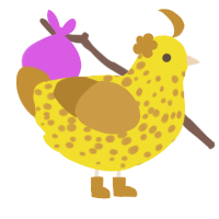 A yellow and gold chicken with a speckle pattern