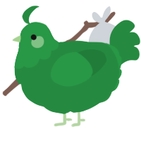A viridian chicken with a head pattern