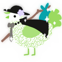 A white and grass chicken with a double-lace pattern