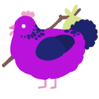 A amethyst and navy chicken with a neck-speckle pattern