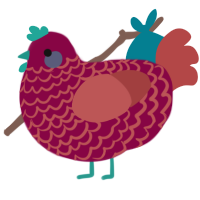 A maroon and red chicken with a lace pattern