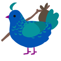 A ultramarine and teal chicken with a half-lace pattern