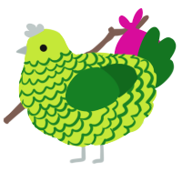 A lime and leaf chicken with a lace pattern