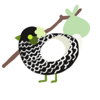 A sable and white chicken with a lace pattern