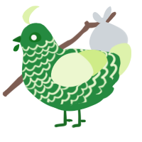 Hedge, a viridian and apple chicken with a lace pattern