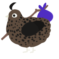 A bark and sable chicken with a speckle pattern