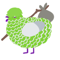 A grass and mist chicken with a lace pattern