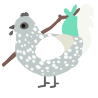 Sodium, a silver and white chicken with a speckle pattern