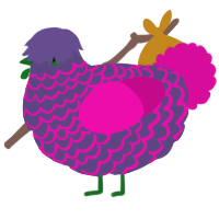 A overcast and fuchsia chicken with a lace pattern