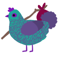 A turquoise and overcast chicken with a double-lace pattern