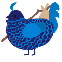 Storm, a navy and sapphire chicken with a lace pattern