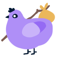 Fruit, a lilac chicken