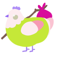 A lime and rose chicken with a head pattern