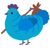 A cerulean and sapphire chicken with a half-bar pattern