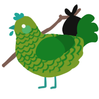 A chartreuse and leaf chicken with a lace pattern