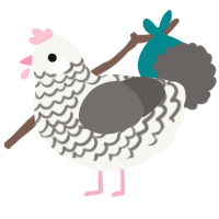 A white and grey chicken with a lace pattern