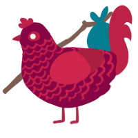 A maroon and crimson chicken with a lace pattern
