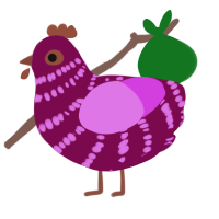 A wine and orchid chicken with a bar pattern