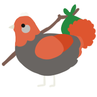 A grey and vermilion chicken with a head pattern