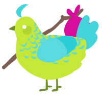 A lime and aqua chicken with a half-lace pattern