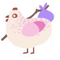 A cream and pink chicken with a half-lace pattern