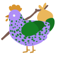 A lilac and leaf chicken with a speckle pattern