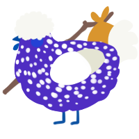 A indigo and white chicken with a speckle pattern