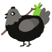 A black and grey chicken with a head pattern