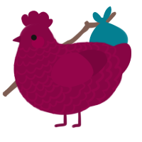 A maroon chicken with a lace pattern