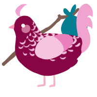 A maroon and pink chicken with a half-lace pattern