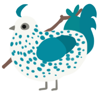 A white and sea chicken with a speckle pattern