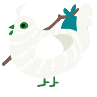 A white chicken with a bar pattern