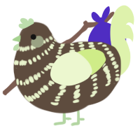 A bark and apple chicken with a bar pattern