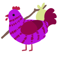 Big Night Out, a amethyst and maroon chicken with a bar pattern