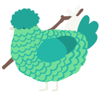 A spring and turquoise chicken with a lace pattern