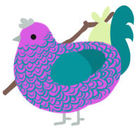 A orchid and teal chicken with a double-lace pattern