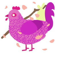 A orchid and amethyst chicken with a double-lace pattern