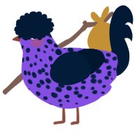 A blurple and tumblr chicken with a speckle pattern