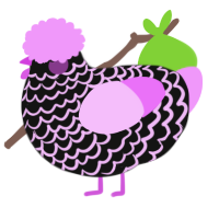A black and lavender chicken with a lace pattern