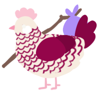 A cream and maroon chicken with a lace pattern
