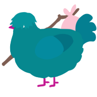 A teal and sea chicken