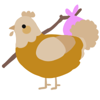 A ochre and beige chicken with a head pattern