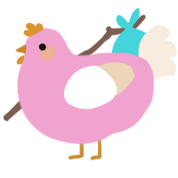 A pink and cream chicken